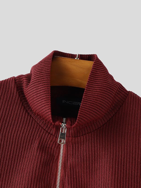 Maglione da Uomo a Maniche Lunghe con Zip e Texture