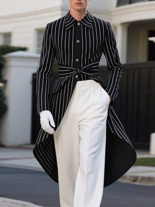 Blazer Casual Uomo a Maniche Lunghe a Righe