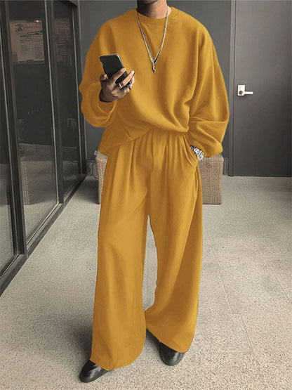 Set Casual da Uomo a Due Pezzi in Tinta Unita