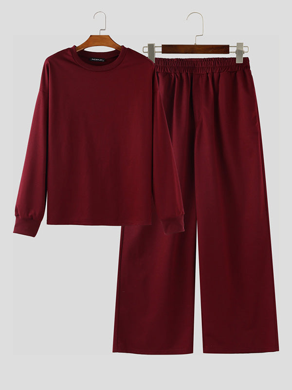 Set Casual da Uomo a Due Pezzi in Tinta Unita