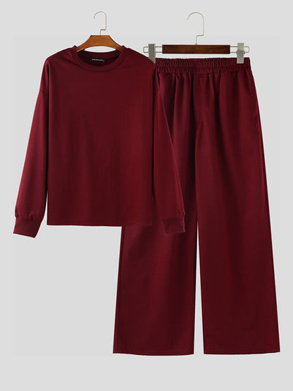 Set Casual da Uomo a Due Pezzi in Tinta Unita