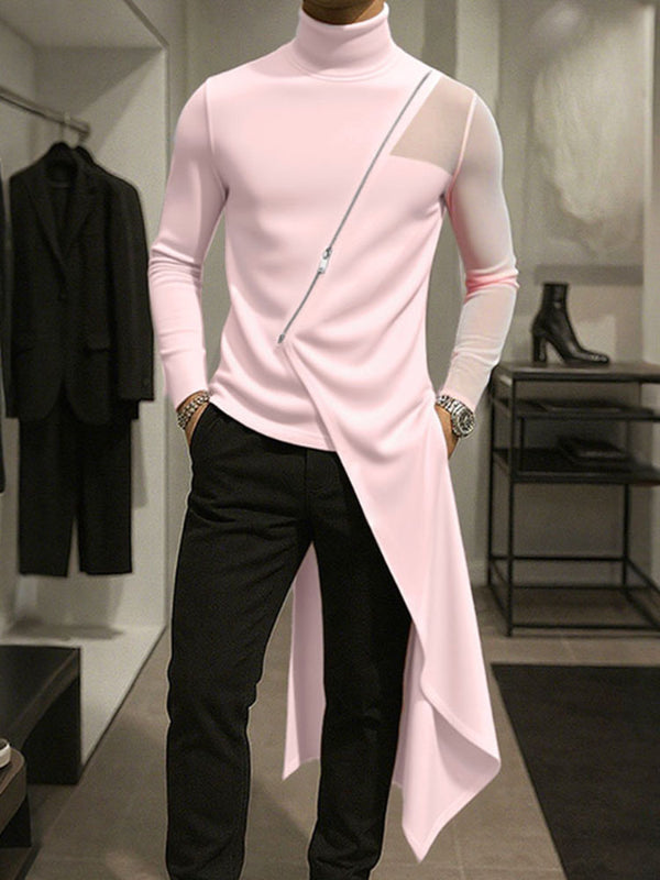 Camicia da Uomo a Maniche Lunghe in Mesh Asimmetrica