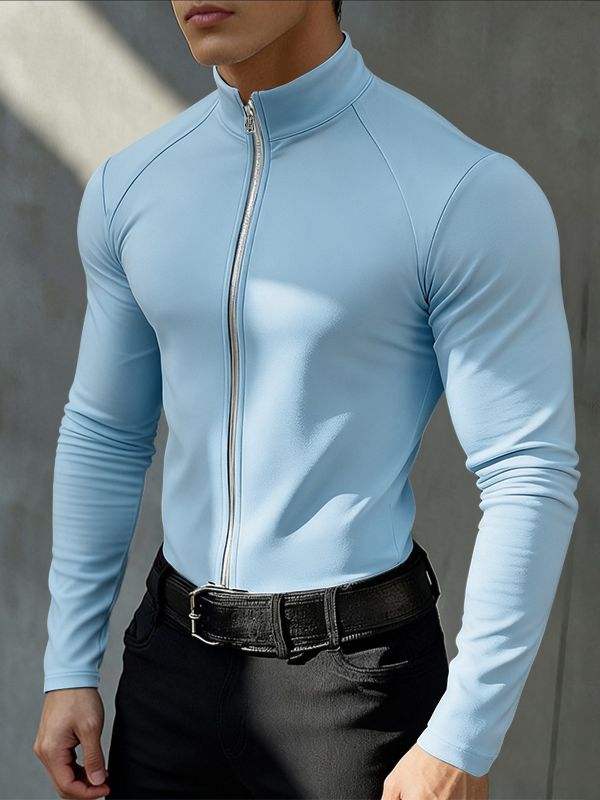 Maglia Uomo a Maniche Lunghe con Zip al Collo