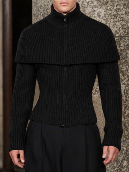 Maglione da Uomo a Maniche Lunghe con Zip e Texture