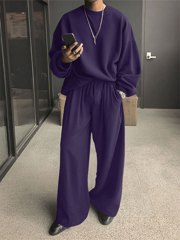 Set Casual da Uomo a Due Pezzi in Tinta Unita