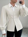 Camicia da Uomo a Maniche Lunghe a Righe Colorblock