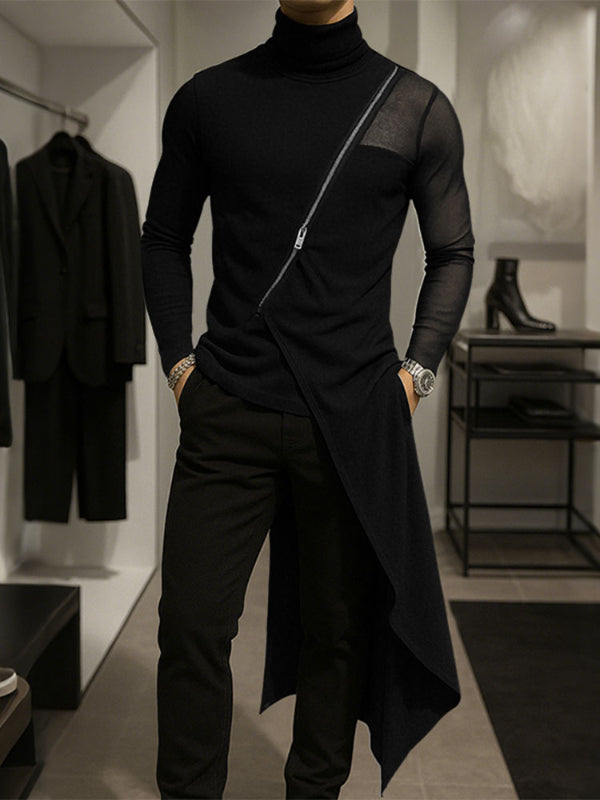 Camicia da Uomo a Maniche Lunghe in Mesh Asimmetrica