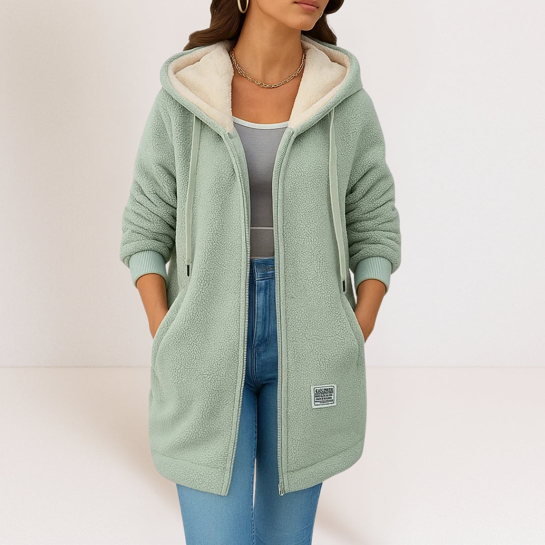 Giacca in Pile Morbido con Cappuccio da Donna