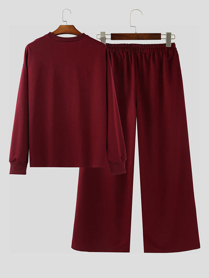 Set Casual da Uomo a Due Pezzi in Tinta Unita