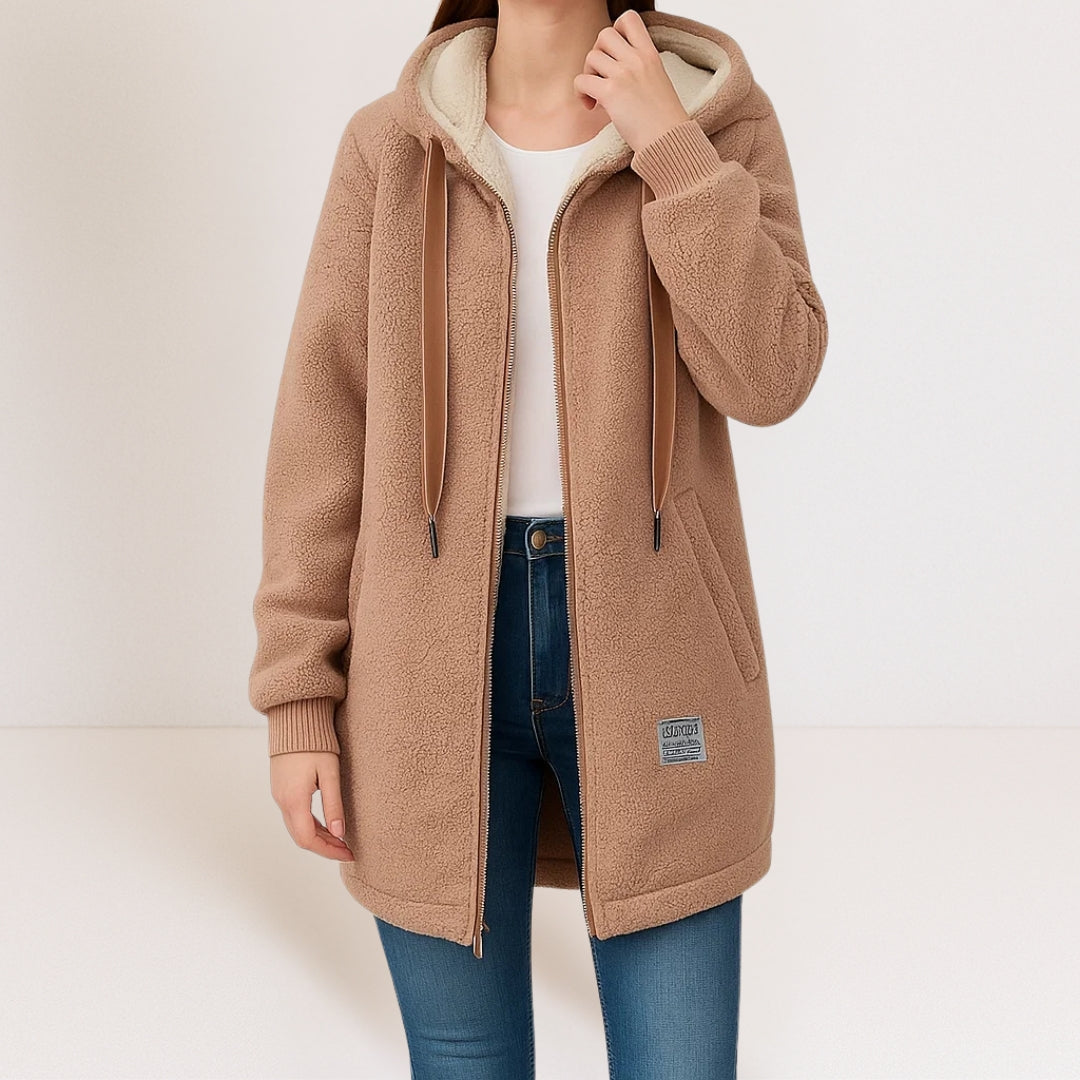 Giacca in Pile Morbido con Cappuccio da Donna