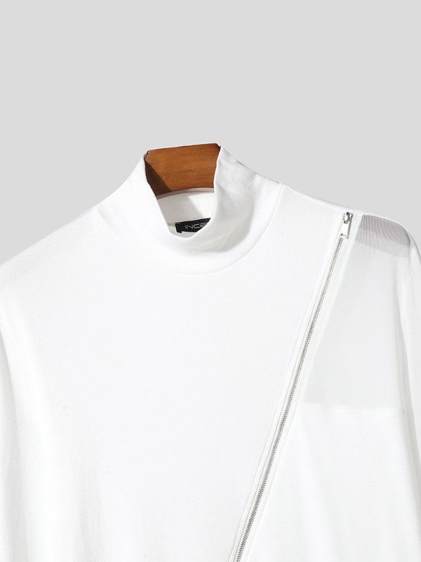 Camicia da Uomo a Maniche Lunghe in Mesh Asimmetrica