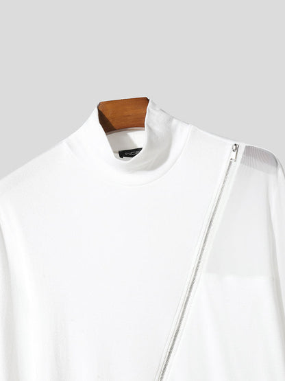 Camicia da Uomo a Maniche Lunghe in Mesh Asimmetrica