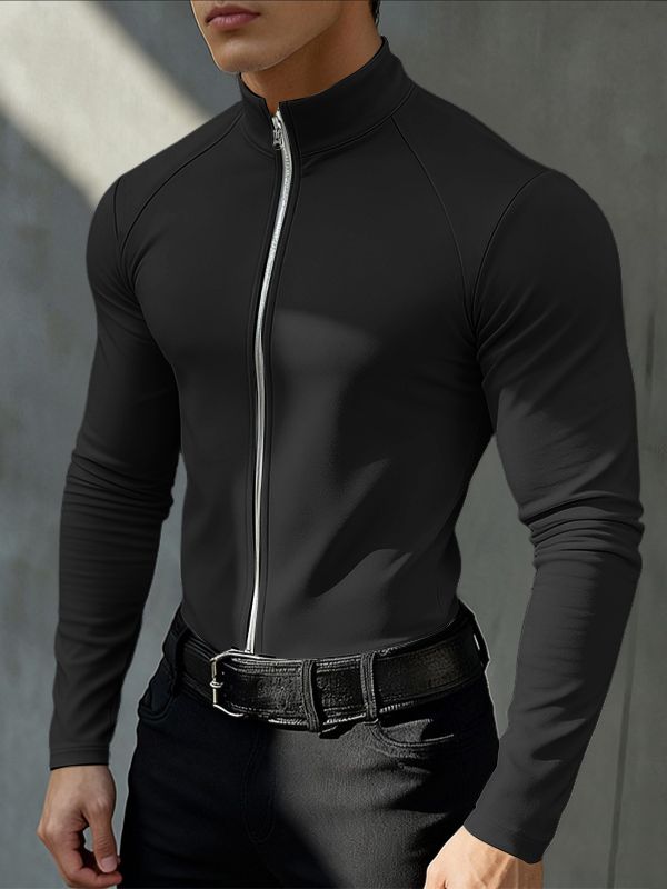 Maglia Uomo a Maniche Lunghe con Zip al Collo