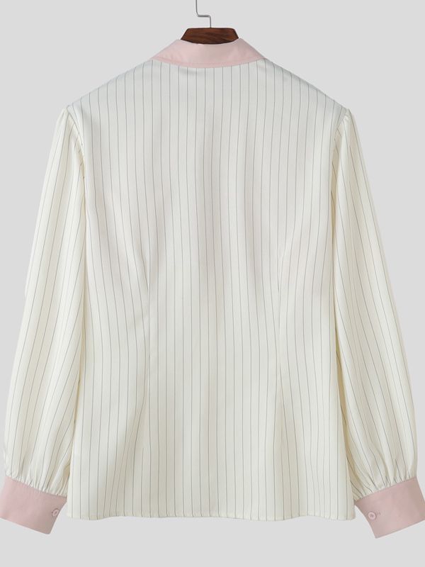 Camicia da Uomo a Maniche Lunghe a Righe Colorblock