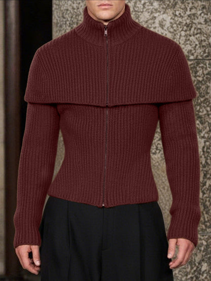 Maglione da Uomo a Maniche Lunghe con Zip e Texture