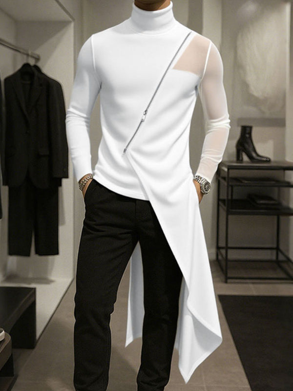 Camicia da Uomo a Maniche Lunghe in Mesh Asimmetrica