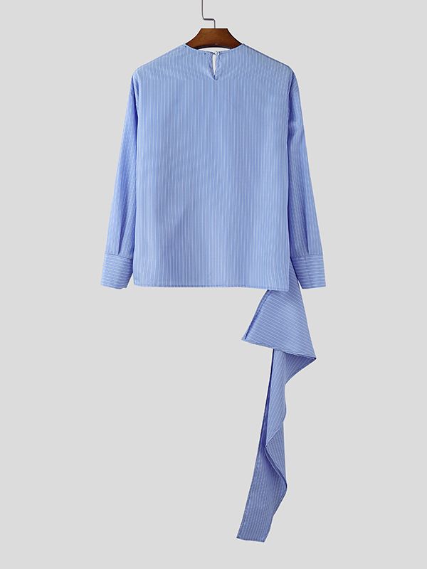 Camicia da Uomo a Maniche Lunghe a Righe con Dettaglio a Laccio