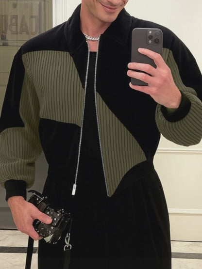 Giacca da Uomo in Velluto a Coste Colorblock